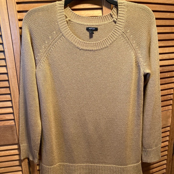 Apt. 9 Tan/Camel Crewneck Tunic Sweater with Detachable Infinity Scarf - Picture 2 of 13